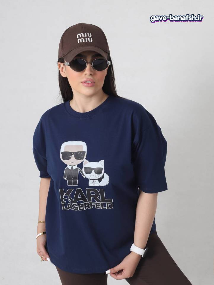 تیشرت باکسی فانتزی طرح کارل لاگرفلد (Karl Lagerfeld) در 5 رنگ