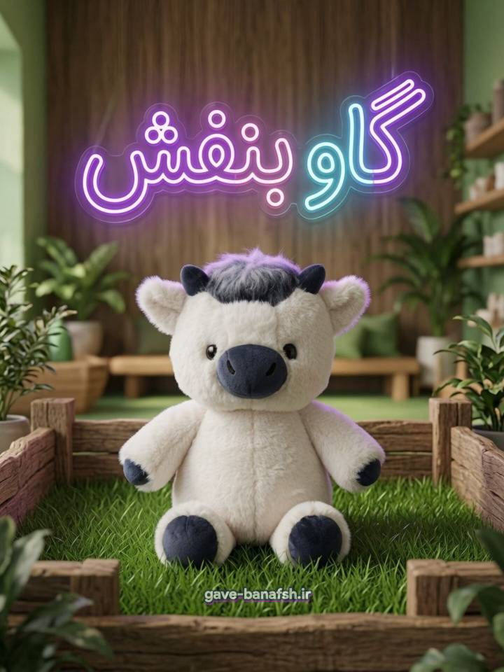 عروسک گاو دونده اورجینال ارتفاع 45 سانتی متری رنگ سفید مشکی