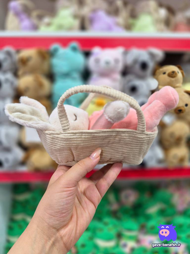 عروسک خرگوش سبدی 25 سانتی در 3 رنگ