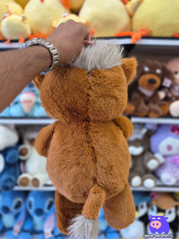 عروسک گاو دونده اورجینال ارتفاع 60 سانتی متری رنگ قهوهای روشن