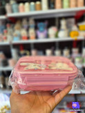 ظرف غذا طرح کرومی و ملودی در 2 رنگ آبی و صورتی - کد72